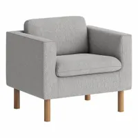 HON Club Chair: Gray, Oak, 4 Casters/Glides, Removable Back Cushions, 33 in Overall Wd, Fabric (MPN HVLVL1.GRY02)
