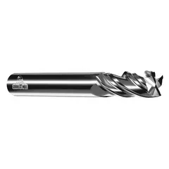 Carbide square end mill with GMX-35 coating and 4-flute design for fast cutting in stainless steel and super alloys. Mill diameter 3/8", length of cut 7/8". Suitable for high-performance milling operations requiring heat resistance and efficient chip evacuation.