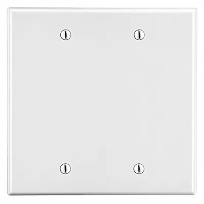HUBBELL Wall Plate: Blank, 2 Gang, White - General Purpose Wall Plates