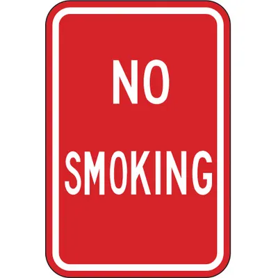 LYLE No Smoking Sign: Aluminum, Mounting Holes Sign Mounting - No Smoking Signs