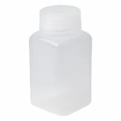Polypropylene Rectangular Lab Bottle, 175 mL, PPCO, Colorless, 37 mm Screw Closure