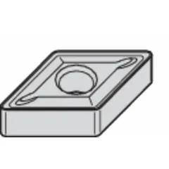 Diamond indexable turning insert for precision machining of non-ferrous materials, composites, and abrasive alloys. Used in turning operations to achieve high wear resistance and surface finish. Alternate reference DNMG1504086P.