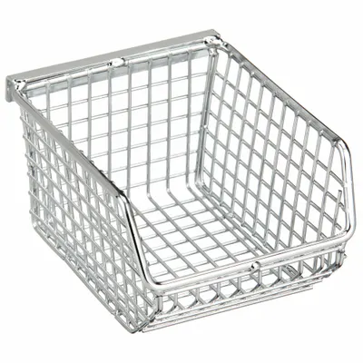 QUANTUM STORAGE SYSTEMS Hang and Stack Bin: 4 1/4 in x 5 1/4 in x 3 in, Silver - Vented Metal Wire-Mesh Bins