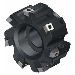 100 mm diameter indexable face mill with 7 insert pockets, 75° lead angle, and 12 mm insert size. Designed for high-feed milling operations on steel, stainless steel, and cast iron. Suitable for roughing and semi-finishing in general machining and die/mold applications.
