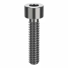 Inch-system standard socket head cap screw with #6-32 thread, 5/8 in length, and right-hand thread direction. Made from 316 stainless steel with H5 tolerance and plain finish. Drive size is 7/64 in. Used for fastening components in machinery, equipment, and structural assemblies where corrosion resistance is required.