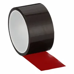 Red vinyl film tape with rubber adhesive, 2.4 mil thick, 1 inch wide and 5 yards long. Used to seal seams and gaps in lighting fixtures, enclosures, and displays where light leakage must be prevented.