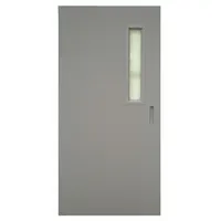 This 90-minute fire-rated steel door features a rectangular glass window and a mortise lock. With an 80-inch door opening height and non-handed orientation, it is suited for commercial and industrial applications requiring fire protection and visibility, such as corridors, stairwells, and partition openings