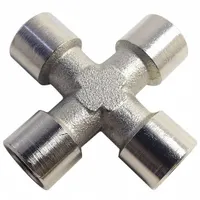 LEGRIS Metal Pipe Cross: Cross, 1/4 in x 1/4 in x 1/4 in x 1/4 in, Nickel-Plated Brass, 870 psi (MPN 0908 00 13)
