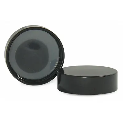 QORPAK Cap: 89 mm Dia, Black, Phenolic, Polyethylene, 89-400 mm Screw Closure Size - Screw On Caps