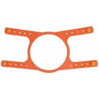This orange rubber harness secures electrical-insulating sleeves rated for Class 4 voltage. It includes four B2 buttons for attachment. Typical applications include utility, industrial, and maintenance work where high-voltage insulating sleeves must be kept in place during live-line tasks