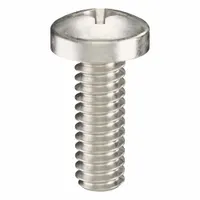 Pan head machine screws with #2-56 thread, 1/4 in length, made from 18-8 stainless steel with a plain finish. Phillips drive with #1 drive size. Supplied in a 100-piece pack. Used for fastening components in machinery, electronics, and industrial assemblies where a low-profile, non-countersunk head is required