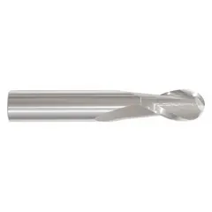 This general purpose carbide ball end mill features a TiCN coating and 2 flutes. With a 9 mm mill diameter, 22 mm length of cut, and 63 mm overall length, it is suited for creating contoured surfaces, slots, and dies in metal and composite workpieces. The ball nose design enables 3D profiling and radius cutting.