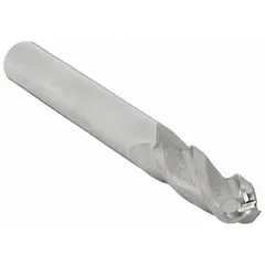 General purpose carbide ball end mill with 3 flutes for efficient chip evacuation. Suitable for contouring, slotting, and profiling in CNC machining of ferrous and non-ferrous materials. Features a 1-inch mill diameter, 1-1/2-inch length of cut, and 4-inch overall length.