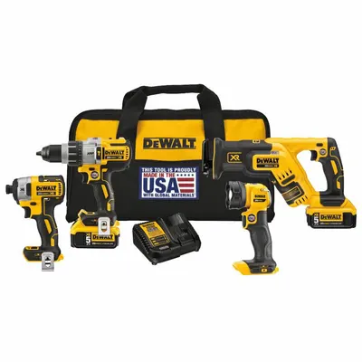 DEWALT Cordless Tool Combination Kit: 4 Tools, 20 V DC Volt, Battery Included - DEWALT 20V Cordless Tool Combination Kits