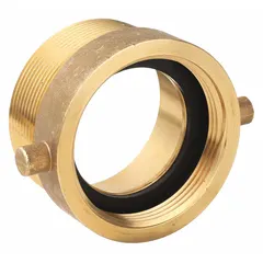 This straight adapter features a cast brass construction with NH x NPT connections, sized 2-1/2 in x 3 in. It is used to connect fire hoses to hydrants or standpipes in municipal, industrial, and commercial fire protection systems.