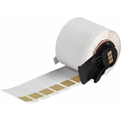 Vinyl wraparound label with brown matte finish, sized 1 1/2 in x 1/2 in, for wire gauges 10 AWG to 4 AWG. Compatible with M611 printer series and requires M7-R4300 ribbon. Used for permanent identification of wires in electrical panels, cable management, and maintenance marking.