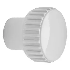 This ELESA cabinet knob is made of glossy thermoplastic with a round grip shape and a 1 1/32 in grip diameter. It is designed for use as a pull or grip on cabinet doors, control panels, and machinery enclosures. Hardware is not included.