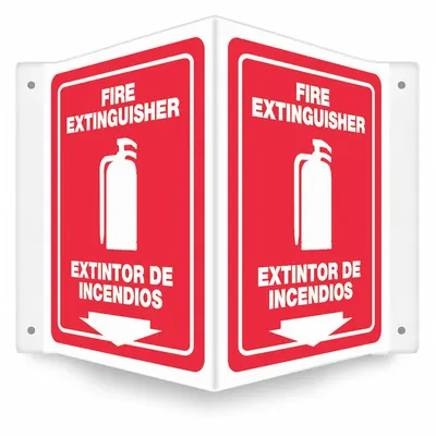 CONDOR V-Shape Projection Fire Extinguisher Sign - V-Shape Projection Fire Extinguisher/Extintor De Incendios Signs