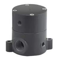PLAST-O-MATIC Pneumatically Actuated Diaphragm Valve: 1 1/2 in, PVC, 3-Way, FNPT x FNPT, PTFE (MPN BSDA150T-NC-PV)