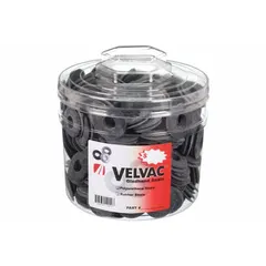 Full face gladhand seal made of black polyurethane with a durometer of 60A-65A. Measures 0.37 inches thick. Supplied in a pack of 200. Does not include a screen or dust flap. Used to create airtight connections between gladhands and air brake lines in trucking and industrial air systems.
