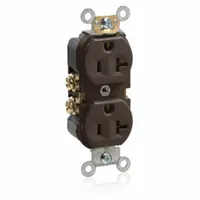 LEVITON Receptacle: Duplex, 5-20, Brown, 125V AC, 20 A, 2 Pole / 3 Wire (MPN BR20)