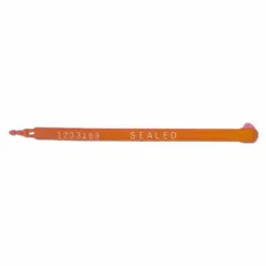 Security Seal: Orange, Plastic, 7 in Strap Lg, 3/8 in Strap Wd, 60 lb Breaking Strength, 1,000 PK (MPN 30035B00-04). Key specifications — Strap Material: Plastic; Marking Type: Laser Marked; Marking Included: Numbers; Marking Message: Sealed; Marking Numbering: Sequential; Marking Color: Black.