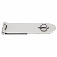 This stainless steel weld-on hasp provides a permanent locking point for industrial enclosures, cabinets, and equipment. Measuring 2 inches in height, 13/16 inches in length, and 6 inches in width, it is suitable for heavy-duty applications requiring a secure, tamper-resistant closure