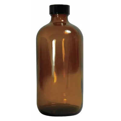 QORPAK Sampling Bottle: 240 mL, Amber, 24-400, Phenolic, 24, PolyCone - Amber Narrow Mouth Round Glass Lab Bottles