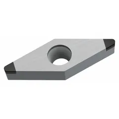 Diamond indexable turning inserts for precision turning of non-ferrous materials, composites, and abrasive alloys. Available in geometries VBGW332TS-2 and VBGW160408TS-2, designed for stable cutting and chip control in medium to finishing cuts.