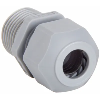 HUBBELL WIRING DEVICE-KELLEMS Liquid Tight Cord Connector: Nylon, 3/8 in NPT, 0.18 in to 0.31 in, Gray - Straight Plastic Cable Grips