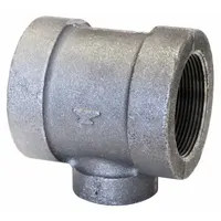 This malleable iron pipe tee is a Class 300 threaded high-pressure fitting rated for 1,500 psi at 150°F. It is used to branch or combine flow in industrial piping systems for steam, water, or gas lines. The tee features a 2-inch run and a 1 1/2-inch branch outlet