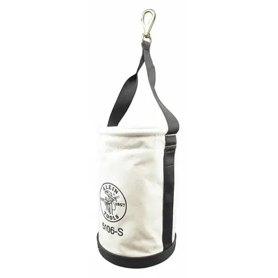 KLEIN TOOLS Bucket Bag: 14 in H, Off-White, Canvas, 0 Pockets - Canvas Bucket Bags