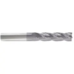 This carbide square end mill features an AlTiN coating for heat resistance and wear protection. With 4 flutes, a 5/8" mill diameter, 3" length of cut, and 6" overall length, it is suited for general-purpose milling of ferrous materials such as steel, stainless steel, and cast iron in industrial machining applications.