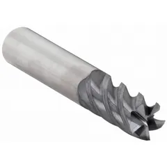 This carbide square end mill features an nACRo coating and four flutes for fast cutting of steel and cast iron. With a 1/2" mill diameter, 1" length of cut, and 3" overall length, it is suited for slotting, profiling, and contouring operations in industrial machining.