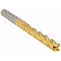 This carbide square end mill features a TiN coating for increased wear resistance and a 4-flute design for efficient chip evacuation. With a 1" mill diameter, 3" length of cut, and 6" overall length, it is suited for general-purpose milling operations such as slotting, profiling, and contouring on steel, stainless steel, and non-ferrous materials.