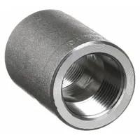 This threaded high-pressure pipe fitting connects two female NPT threaded pipes in a straight line. It is used in industrial fluid, gas, and pneumatic systems for reliable sealing in demanding environments