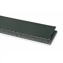 This 50 ft long, black PVC-covered conveyor belting has an 11/64 in thickness and is designed for use with Clipper Lacing. Its low-stretch multi-ply construction provides consistent belt tracking in light- to medium-duty material handling applications.