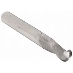General purpose carbide ball end mill with a 5 mm mill diameter, 2 flutes, 16 mm length of cut, and 51 mm overall length. Suitable for 3D contouring, slotting, and profiling in metalworking and mold making. Its rounded tip enables smooth curved surfaces and fillets on steels and non-ferrous materials.