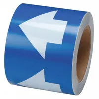 Arrow Tape: Blue, White, 4 in Wd, 90 ft Roll Lg, Vinyl, 4 in Roll Wd, 1,080 in Lg (MPN 91289)