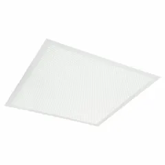 White plastic square perforated diffuser for ceiling lay-in installation. Measures 23-3/4 inches by 23-3/4 inches. Non-insulated with no adjustable blades. Used to distribute conditioned air evenly in ceiling grids, minimizing visible airflow patterns.