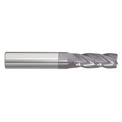 This general purpose carbide square end mill features a TiCN coating for increased hardness and lubricity. With 4 flutes, a 1/2" mill diameter, 1-1/4" length of cut, and 3" overall length, it is suited for slotting, profiling, and contouring in ferrous and non-ferrous materials.