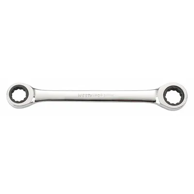 WESTWARD Box End Wrench: Alloy Steel, Chrome, 3/4 in_11/16 in Head Size, 9 in Overall Lg - SAE, Double End, 12-Point, Ratcheting Box End Wrenches
