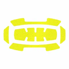 This reflective hard hat label is made of polypropylene with Diamond-Grade retroreflective material for enhanced visibility in low-light conditions. It is designed for use on hard hats in construction, industrial, and utility environments to improve worker identification and safety compliance.