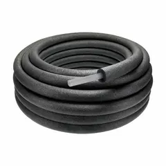 Pre-insulated PEX tubing for general plumbing applications requiring heat retention or condensation control. The 1/2 in black coil is 100 ft long with an R-value of 3.9. Suitable for hot-water lines to reduce energy loss and cold-water lines to prevent sweating.