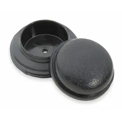 This rubber override button is a replacement part for SLOAN Optima Plus series flush valves. It allows manual activation of the flush mechanism when the automatic sensor is not in use or during maintenance. The button is made of rubber and is designed to restore manual flush functionality.