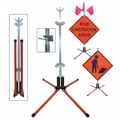 DICKE Sign Stand: Roll-Up, 36 in x 36 in, 48 in x 48 in Compatible Sign Size - Springloaded Sign Stands