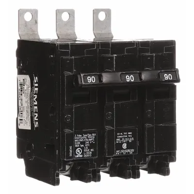 SIEMENS B390H BL Series Miniature Circuit Breaker, 90A, 240V AC, 3-Pole, Bolt-On - B Series, Bolt-On Siemens Miniature Circuit Breakers