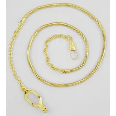 This metal whistle chain features a gold finish and an epaulette clasp for secure attachment to uniforms or equipment. It is designed to hold a whistle for quick access in safety, security, or facility management settings.
