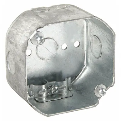 RACO Electrical Box: Steel, Steel Material & Nominal Size, Octagon, 2 Gangs - Ceiling Electrical Boxes