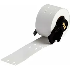 White polyethylene tags with matte finish, measuring 3 in x 3/4 in, supplied in rolls of 100. Designed for indoor/outdoor use and compatible with M610 printer series. Suitable for identification, labeling, and asset tracking applications.